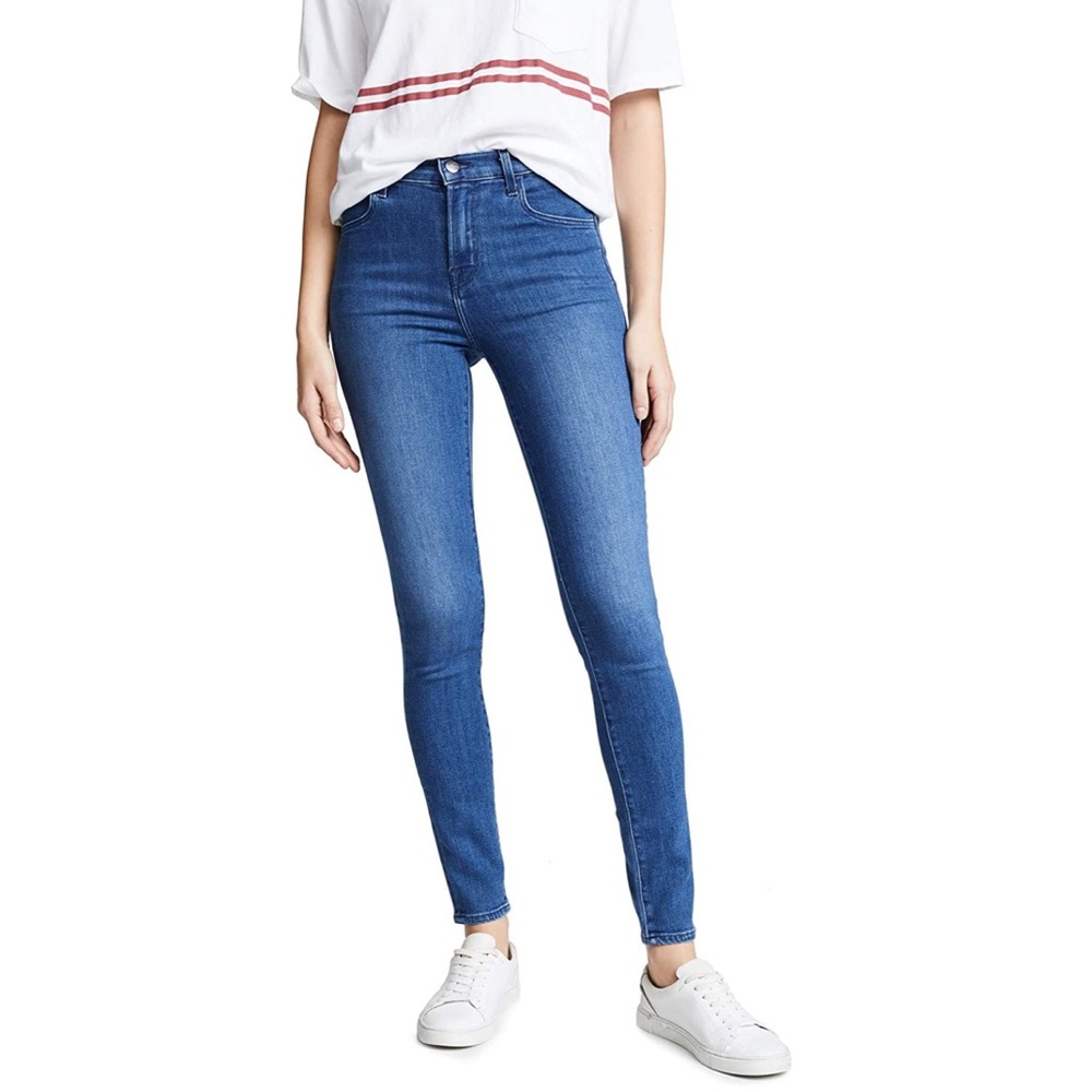 J Brand Maria high rise skinny jeans in Solar Wash medium wash blue solid